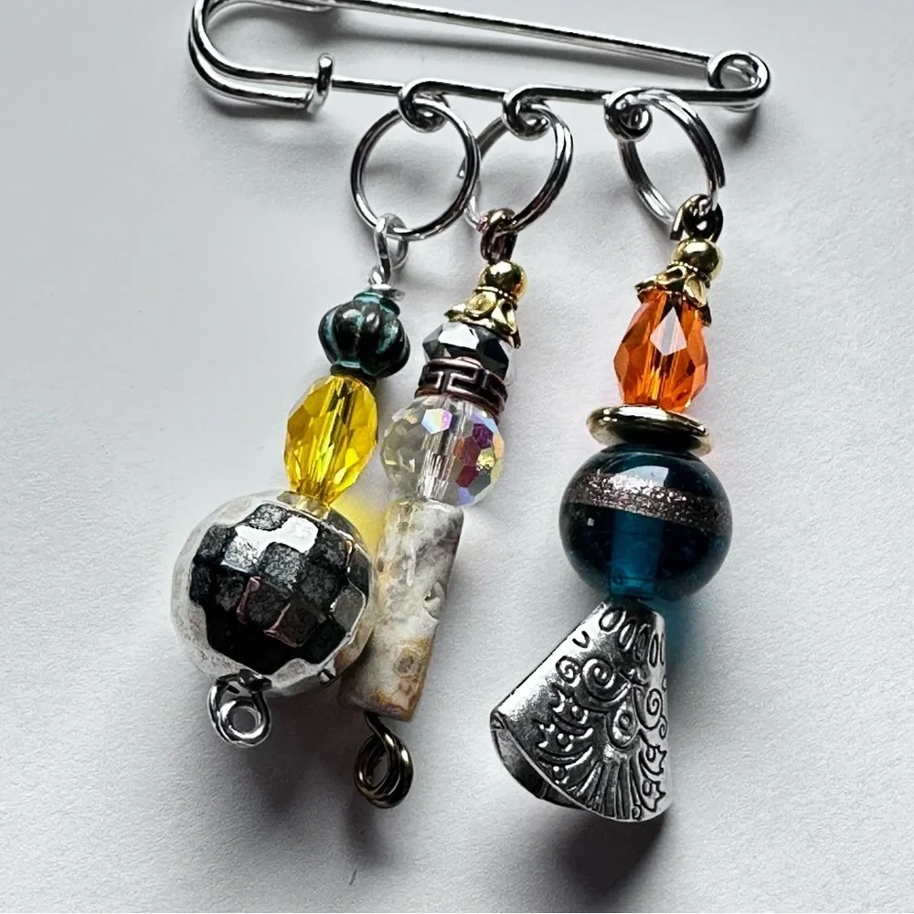 Brooch Pin Hand Crafted | Glass Beaded |  Artisan Multicolor Wire-Wrapped OOAK